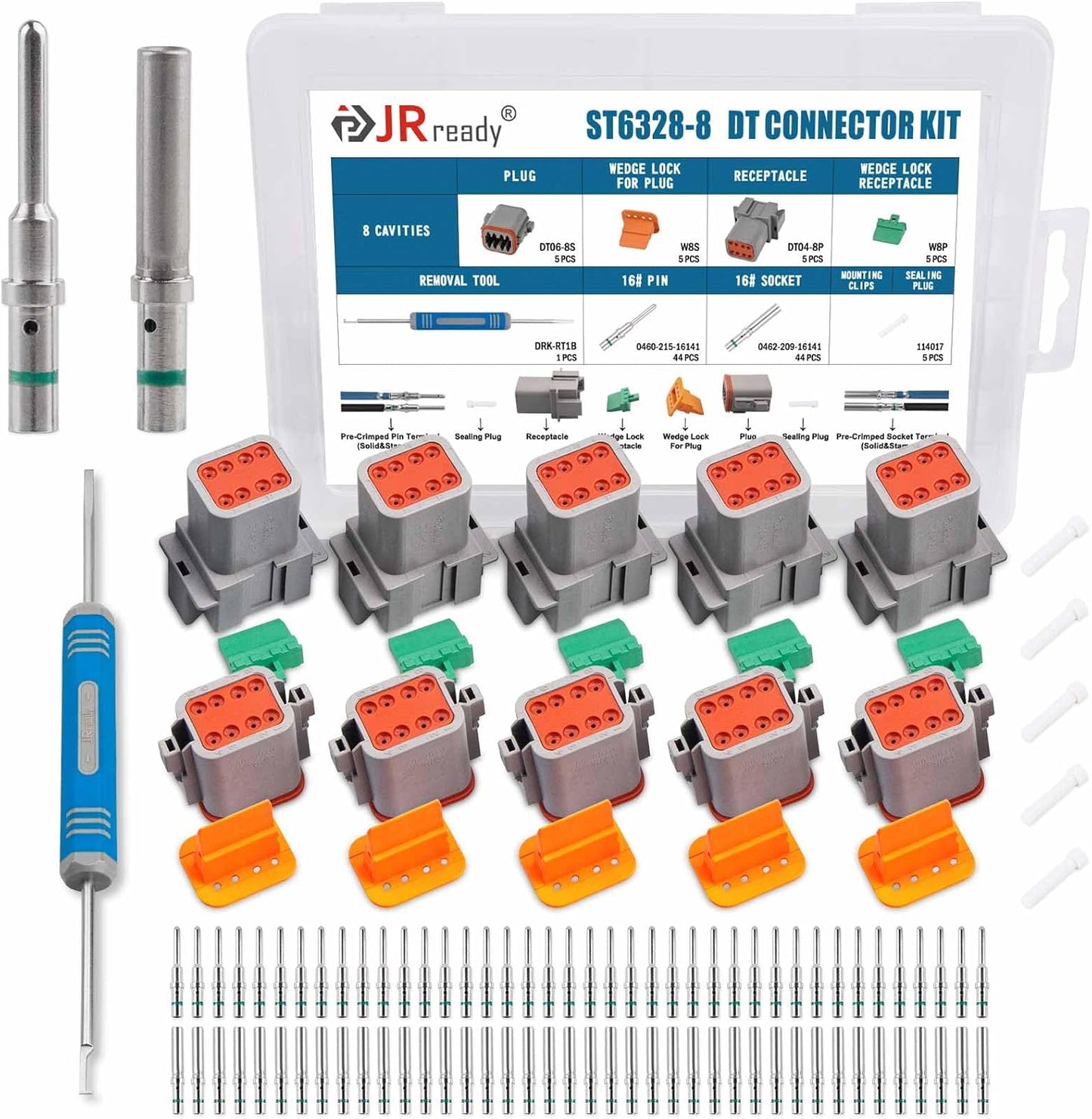 Deutsch DT 8 Pin Connector Kits with Solid Contacts and Tool