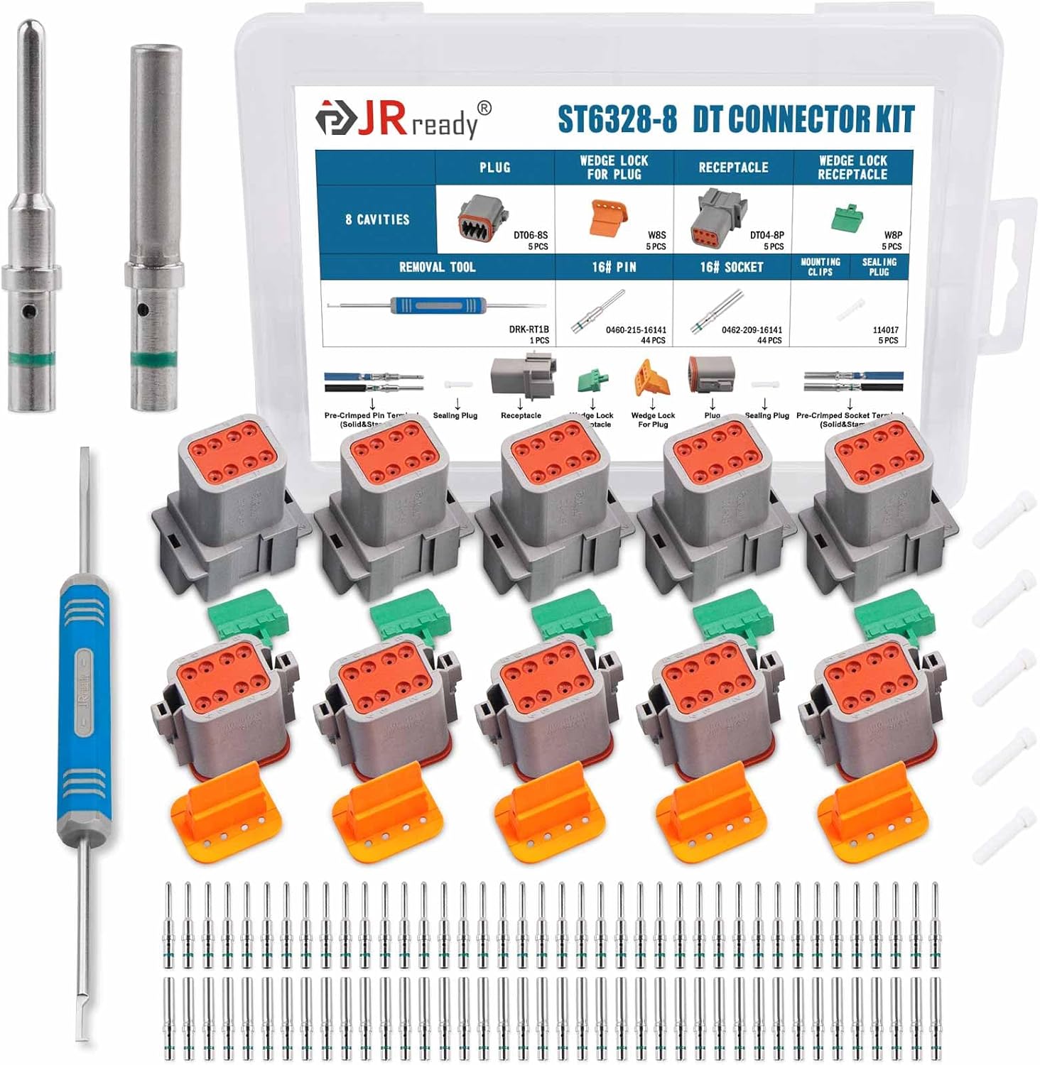 Deutsch DT 8 Pin Connector Kits with Solid Contacts and Tool