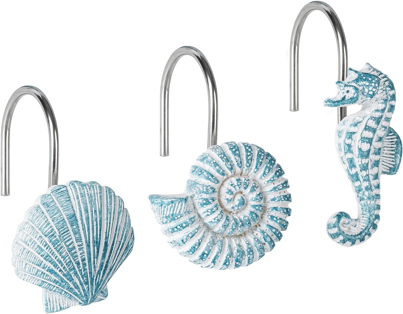 Ocean Creatures Resin Shower Hooks - 12 Pack
