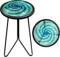 LIFFY Patio Side Table Small Round End Table - Compact Green 12 in