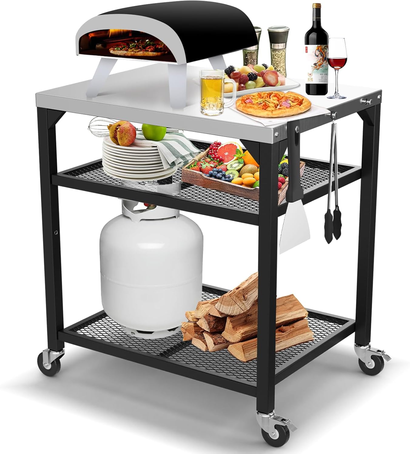 Pizza Oven Table for Ooni, Ninja, Blackstone, and More