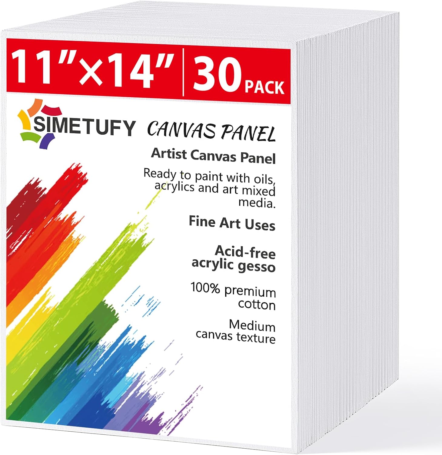 Simetufy 30 Pack Canvas Boards for Painting - 11 x 14 inch