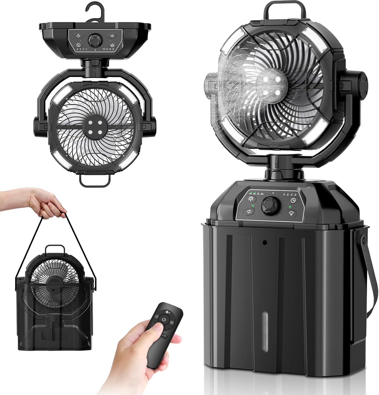 1.6GAL Portable Misting Fan with Rechargeable Battery for Outdoors