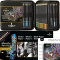 Castle Art Supplies 48 Metallic Colored Pencils Set for Artists
