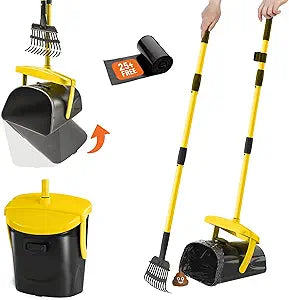 Dog Pooper Scooper with Bag Attachment for Easy Cleanup
