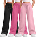 3-Pack Wide Leg Sweatpants for Teen Girls - Drawstring Elastic Waist