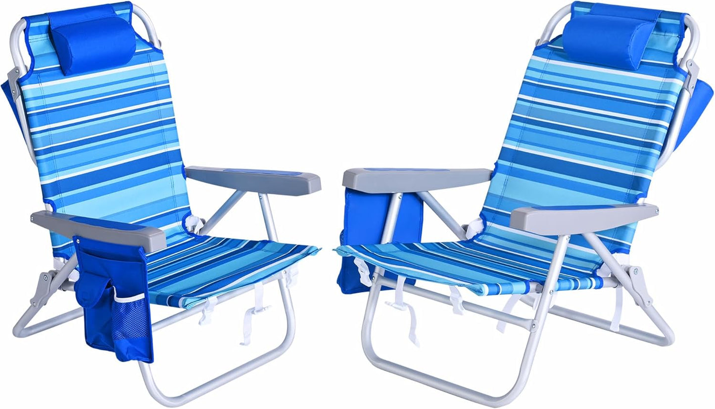 SUNNYFEEL Beach Chairs for Adults - Portable Folding 5 Position