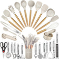 Kitchen Utensils Set 35 PCs - Complete Heat-Resistant Silicone & Wood