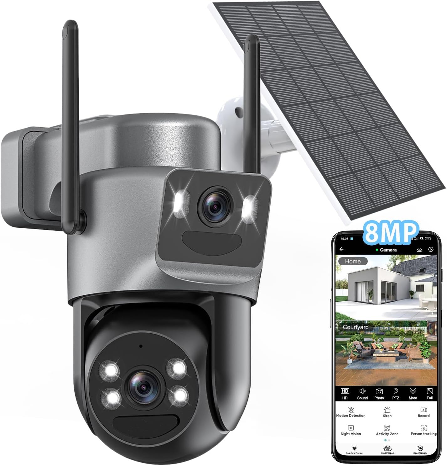4K Solar Security Cameras Wireless Outdoor with Dual Lens Features