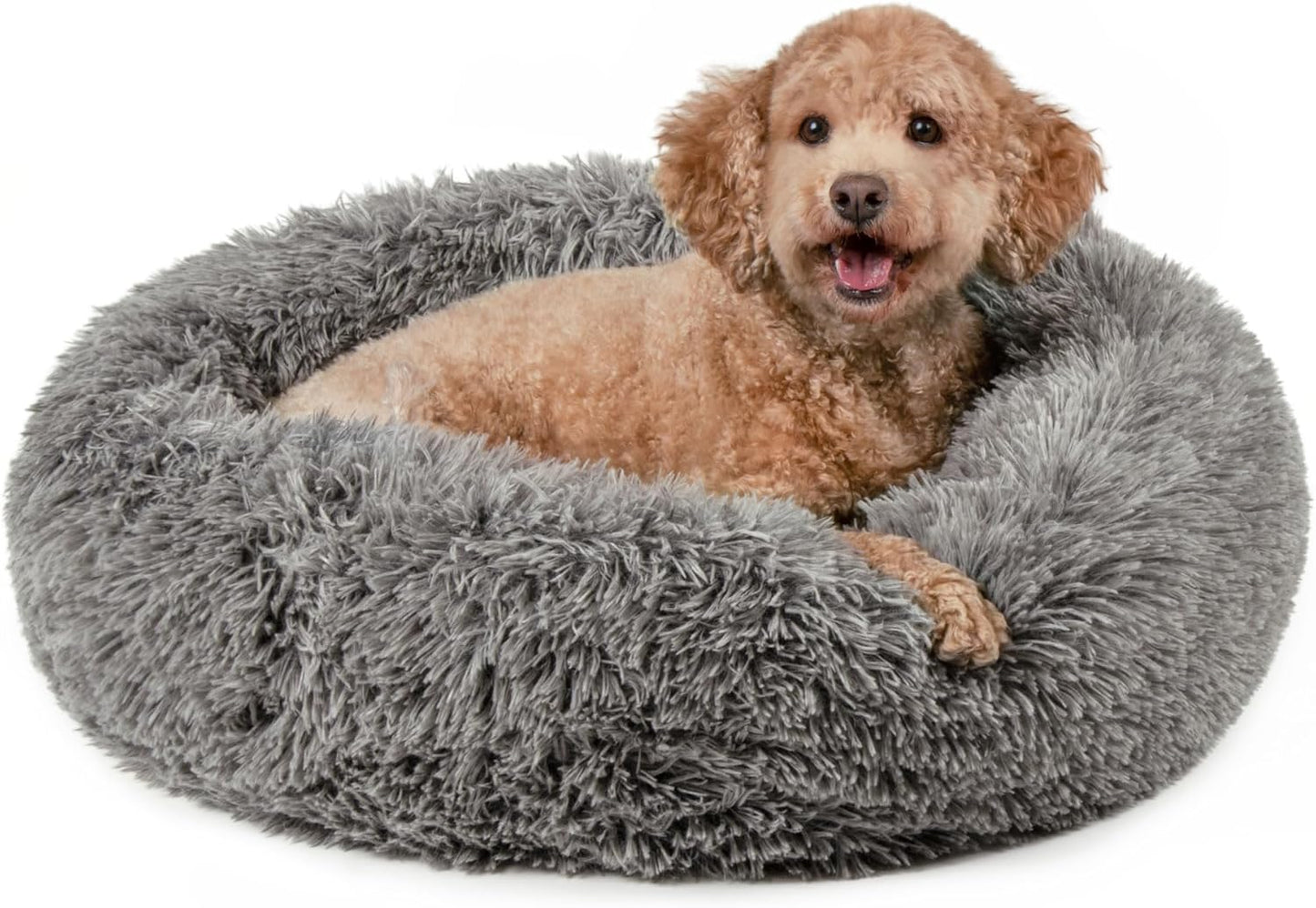 Furhaven 30in Round Calming Donut Dog Bed for Small Dogs