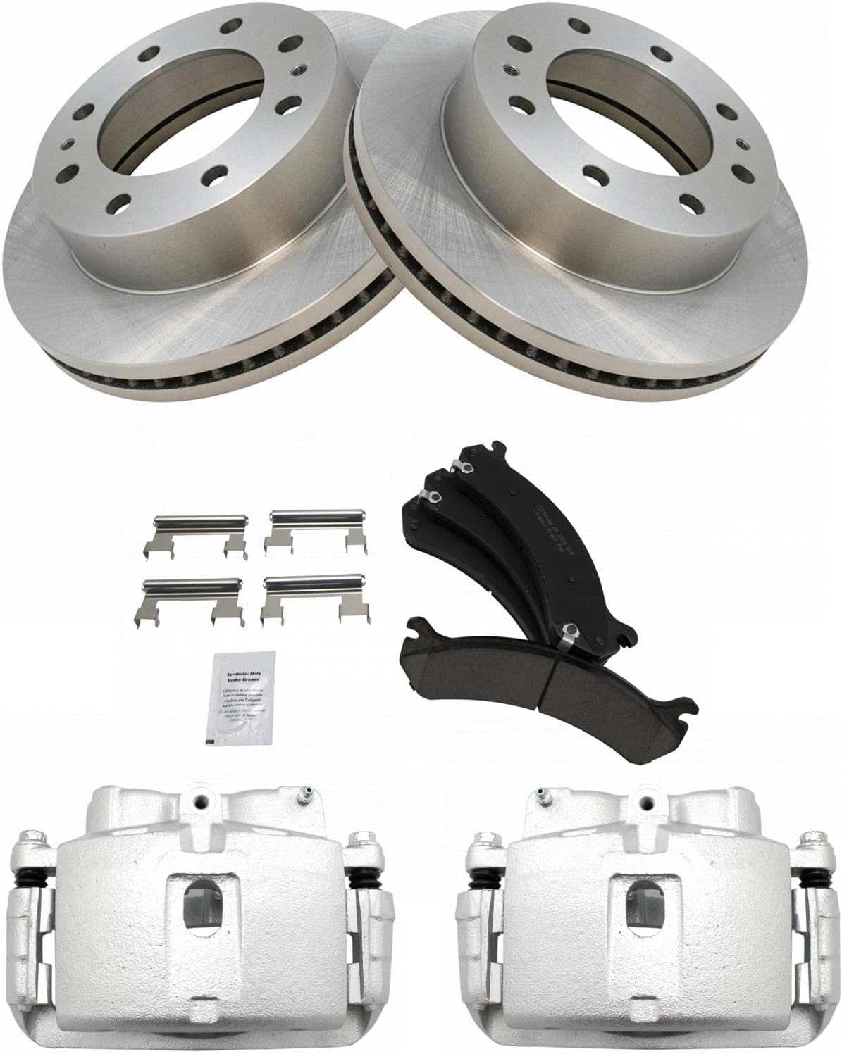 TRQ Front Brake Calipers & Rotors for Avalanche Express Silverado