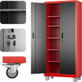 71 in H x 32 in W Rolling Tool Storage Cabinet with Pegboard - Heavy