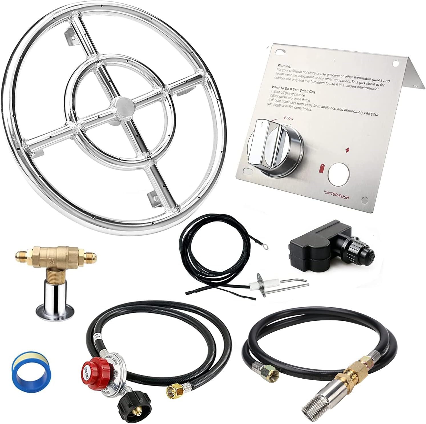 Uniflasy 12 Fire Pit Ring Burner Kit for Indoor and Outdoor Use