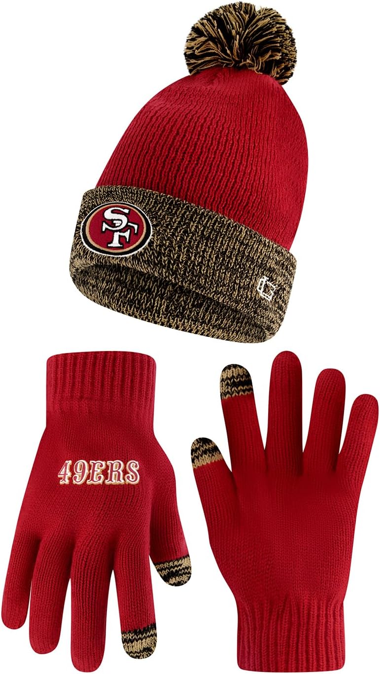 Ultra Game NFL Super Soft Two Tone Beanie and Gloves Set