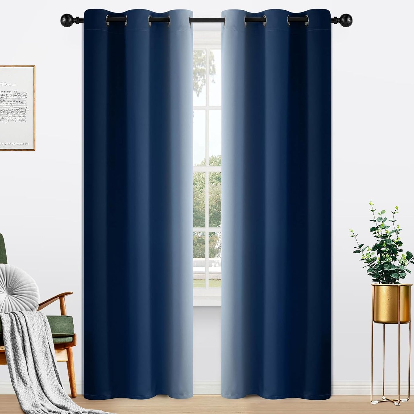 Yakamok Light Blocking Ombre Curtains for Elegant Room Decor