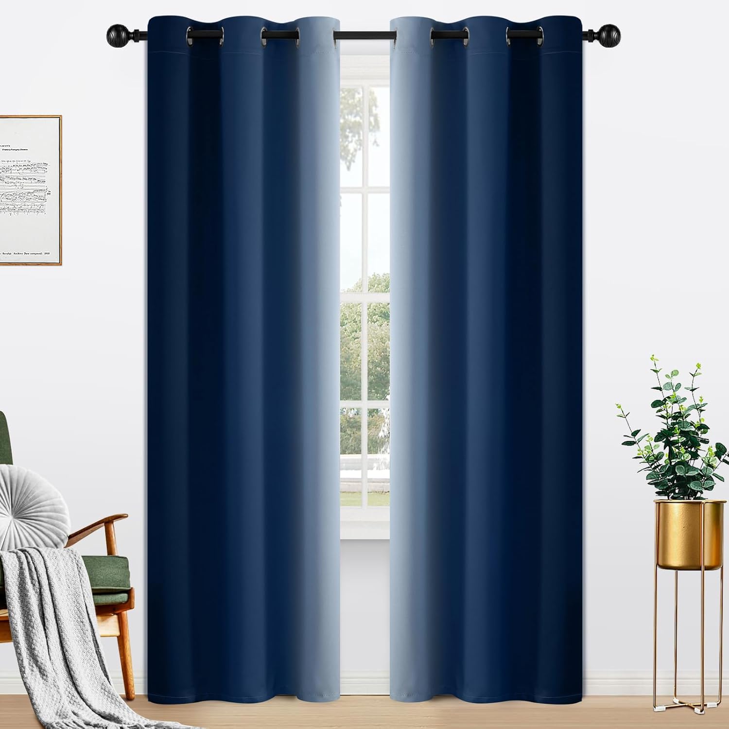 Yakamok Light Blocking Ombre Curtains for Elegant Room Decor