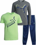PUMA Boys' Activewear Set - 3 Piece Jogger Pants and T-Shirt