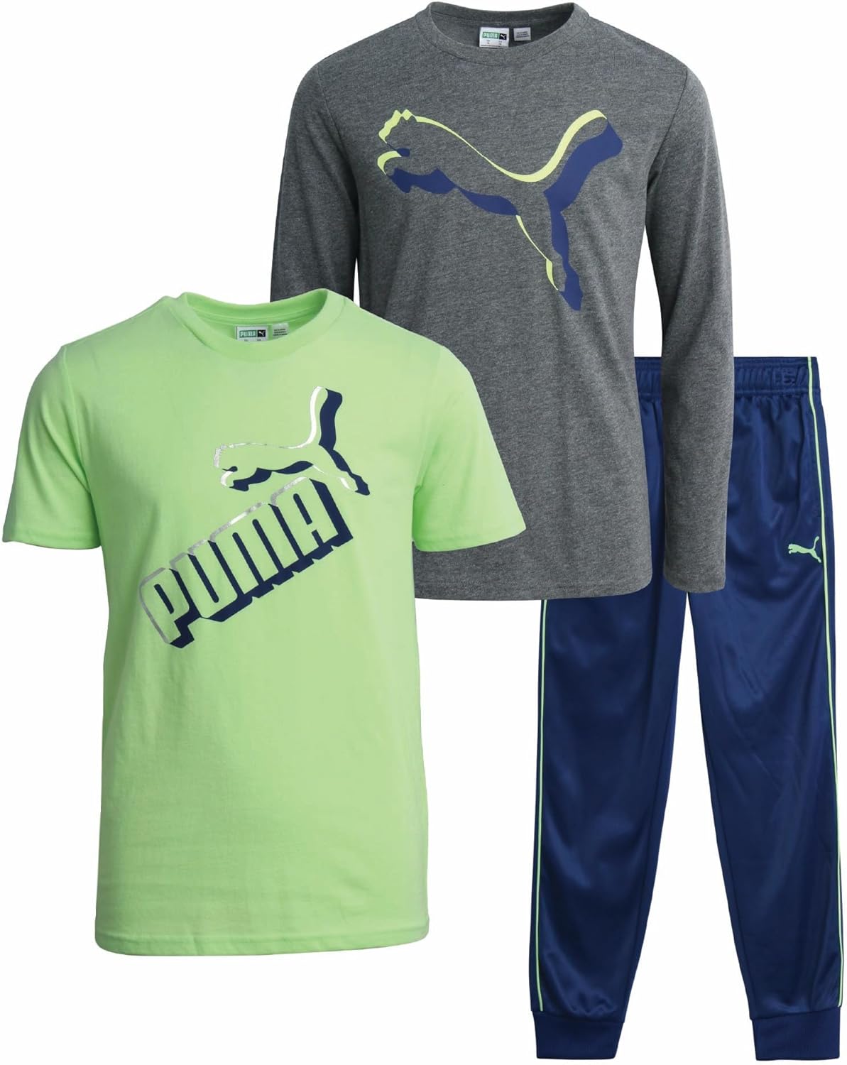 PUMA Boys' Activewear Set - 3 Piece Jogger Pants and T-Shirt