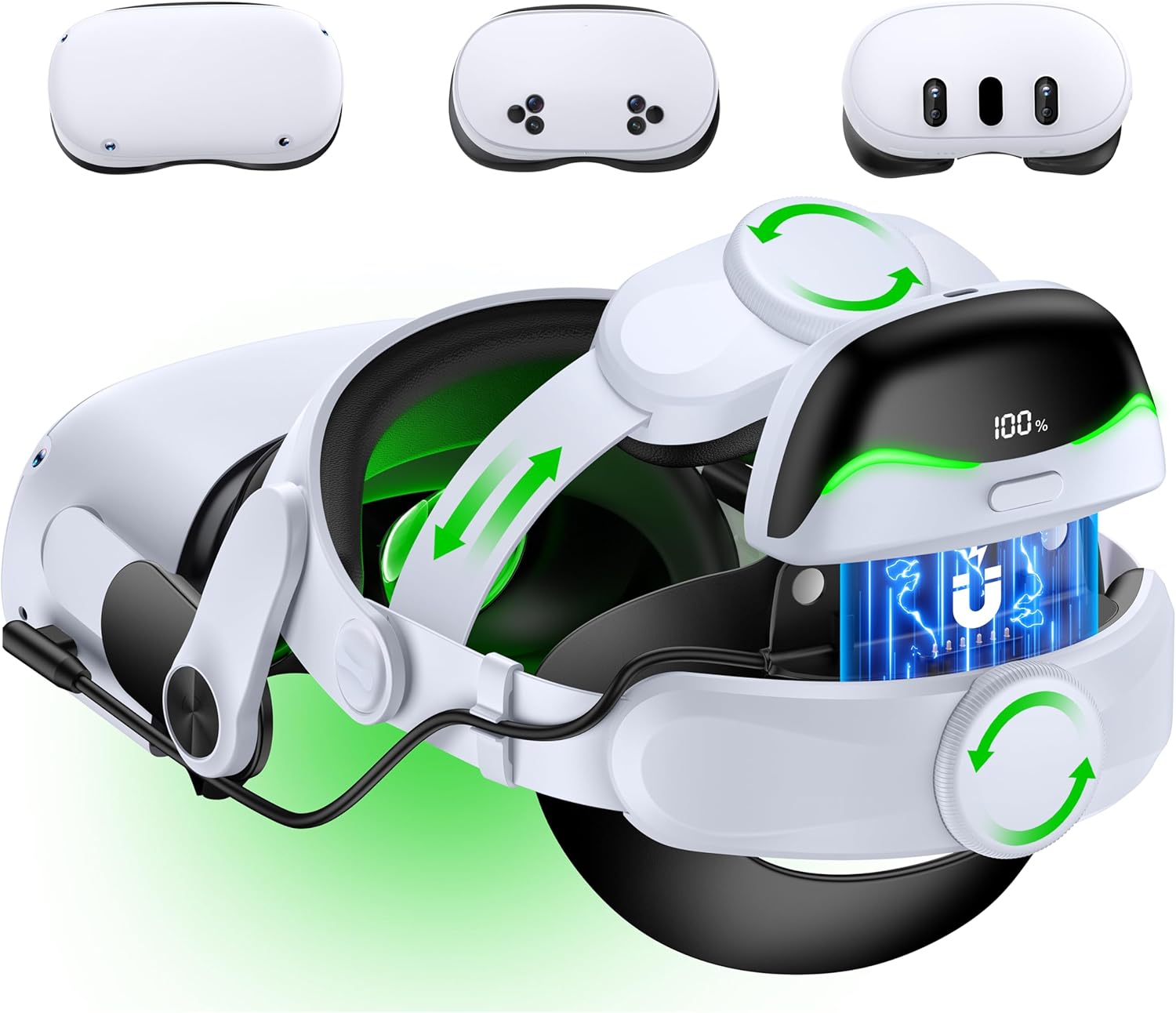 Battery Head Strap for Quest 3S/Quest 3/Quest 2 - Enhance Playtime