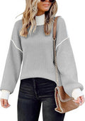 Plaid Turtleneck Pullover Sweater for Women - Cozy Casual Fall Knit
