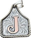 Cow Tag Necklace for Women with Copper Initial Pendant - Hand Engraved