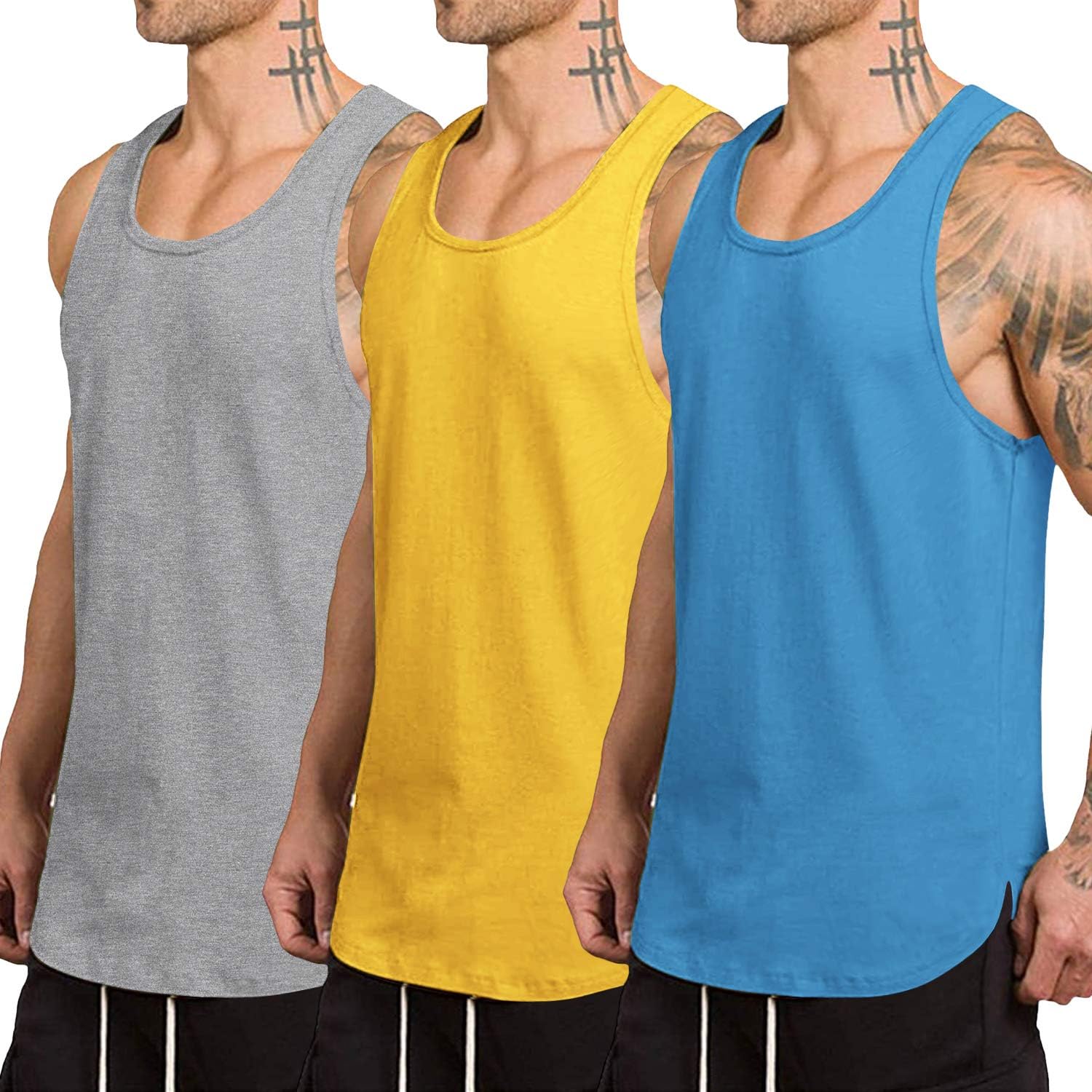 COOFANDY Men's Quick Dry Workout Tank Top - 3 Pack Gym Tees