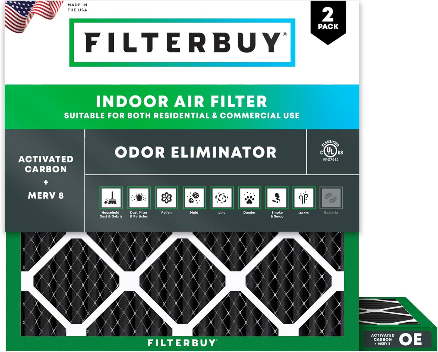 Filterbuy 10x10x1 Air Filter MERV 8 for Odor & Allergy Defense