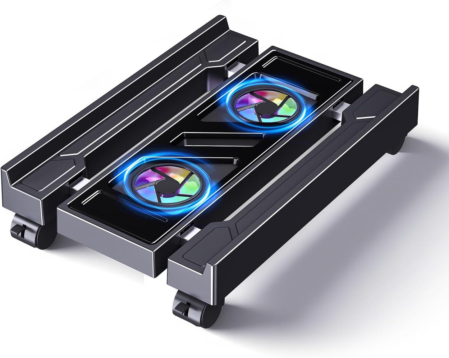 Adjustable Computer Tower Stand with Cooler Fan and RGB Light