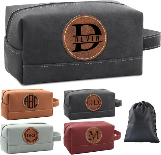 Personalized Toiletry Bag for Men - Custom Leather Dopp Kit