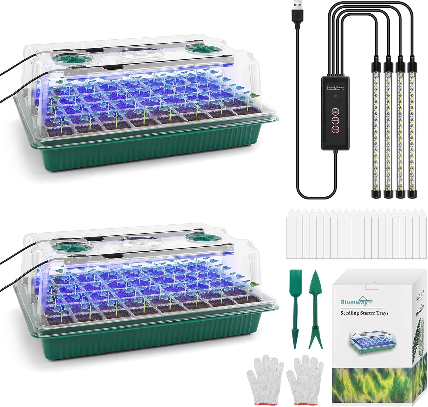BlumWay Seed Starter Tray with Grow Light for Indoor Plants