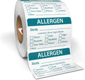 Allergen Warning Stickers 3 in x 2 in - Teal Allergy Labels Pack