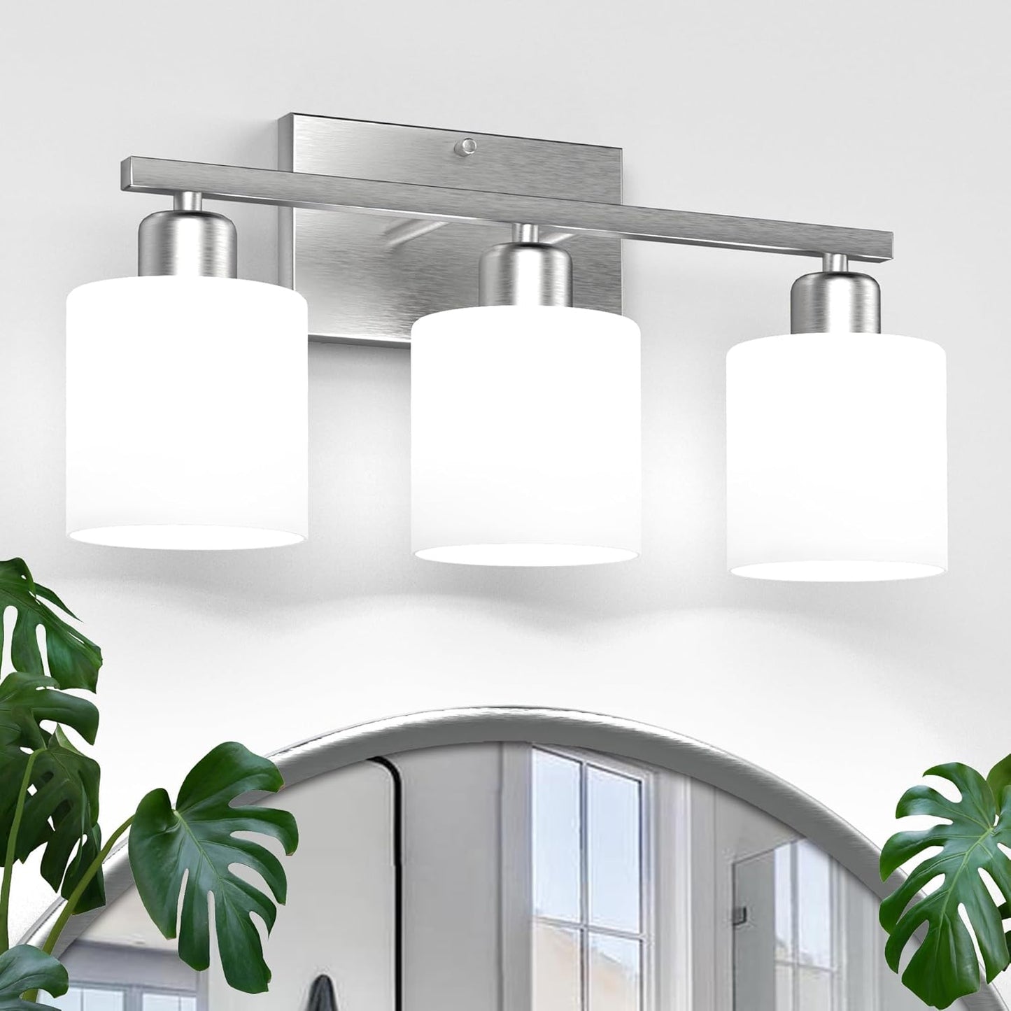 Brushed Nickel 3-Light Bathroom Vanity Lights for Modern Spaces