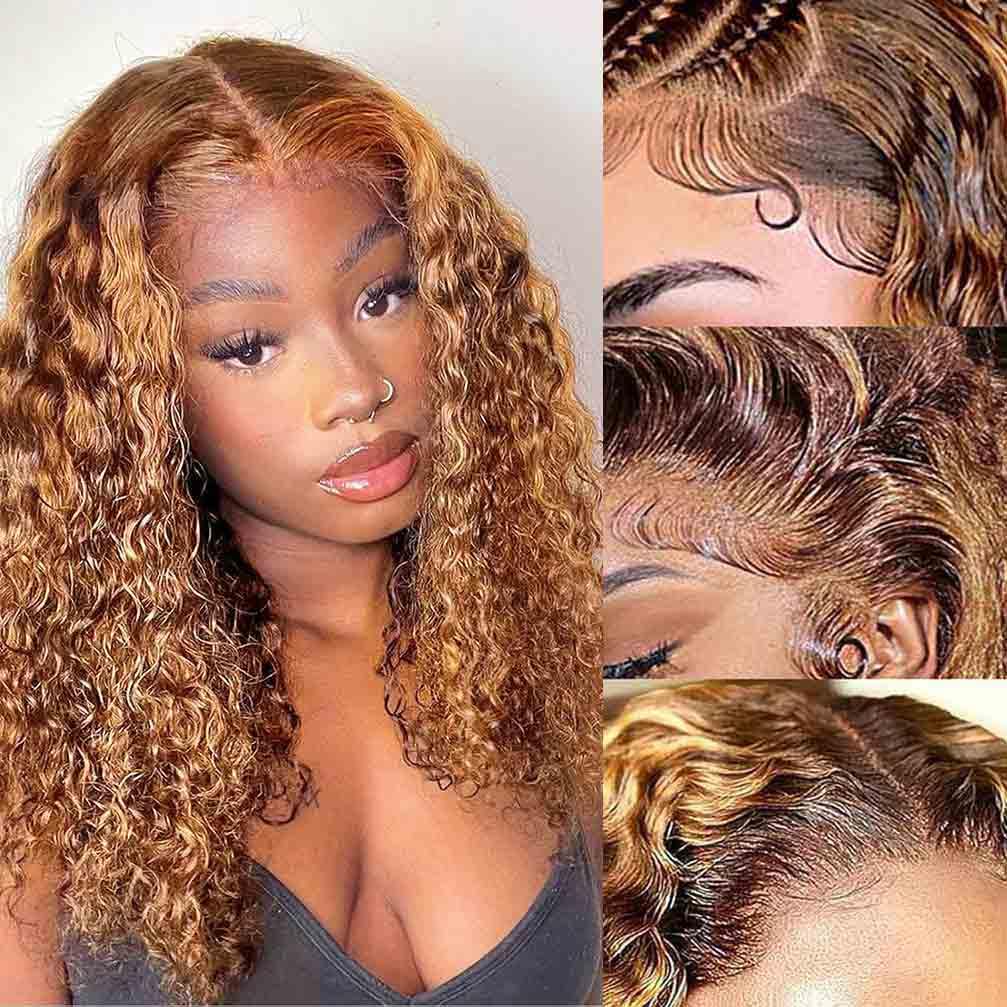 Highlight Lace Front Wig Human Hair for Black Women 18 Inch