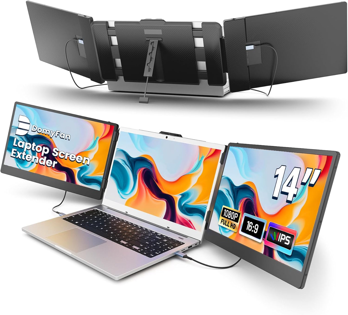 FHD 1080P Triple Monitor for 14 Laptop