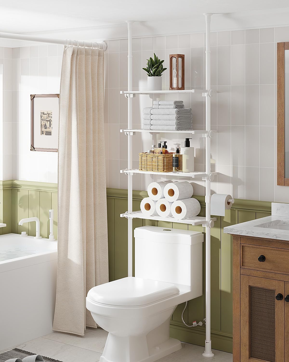 ALLZONE Adjustable Over The Toilet Storage Shelf for Versatility