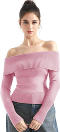 SUUKSESS Women Off Shoulder Ribbed Knit Long Sleeve Top - Chic Fit