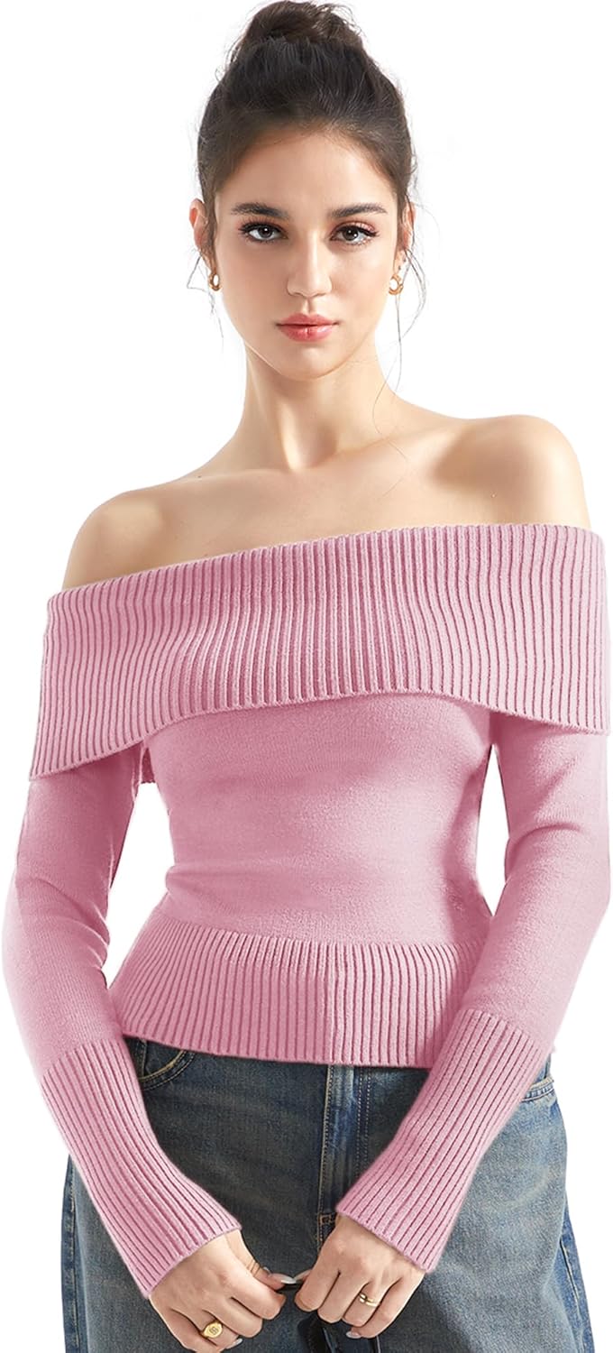 SUUKSESS Off Shoulder Sweaters for Trendy Fall Outfits