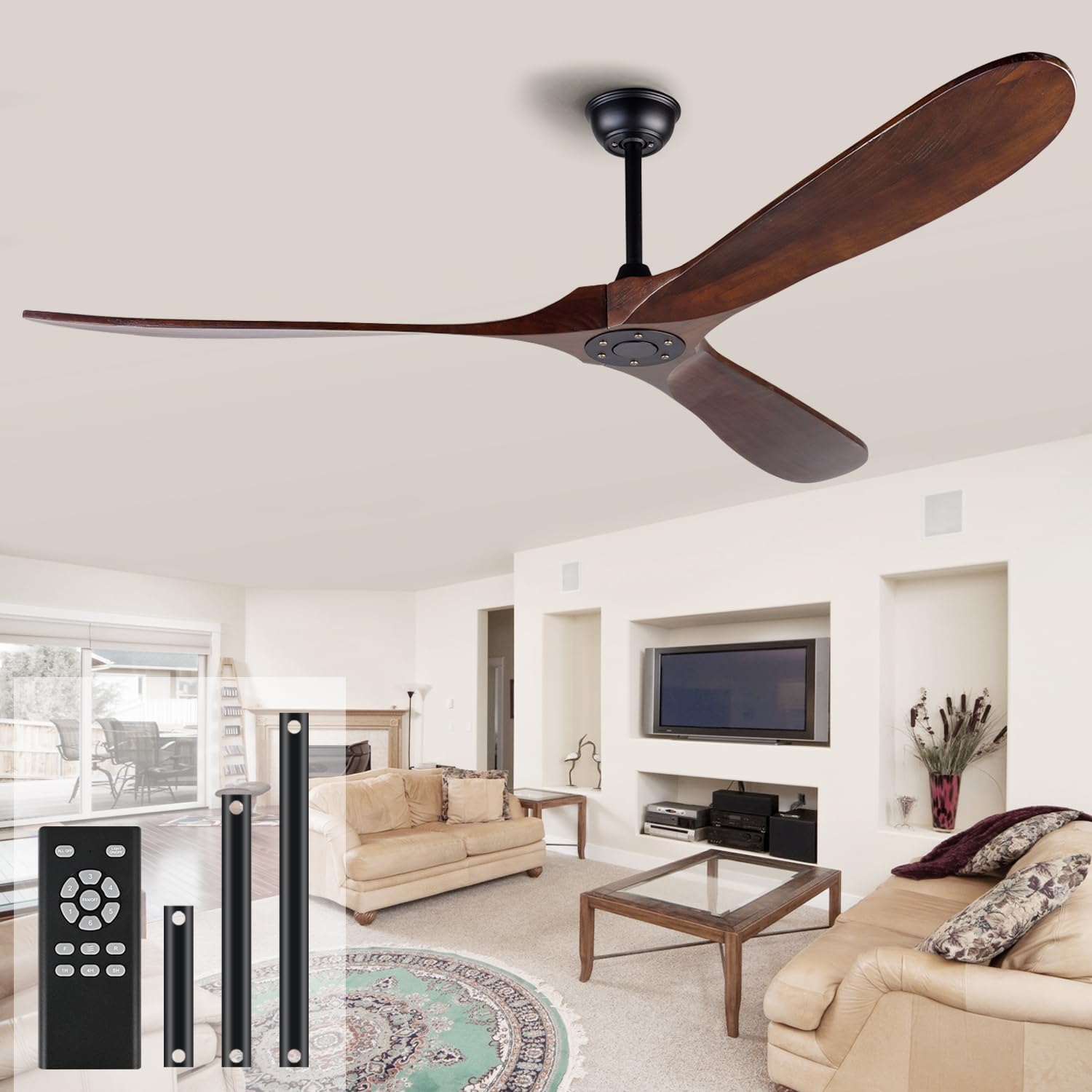 72 Inch Ceiling Fan No Light for Outdoor and Indoor Spaces