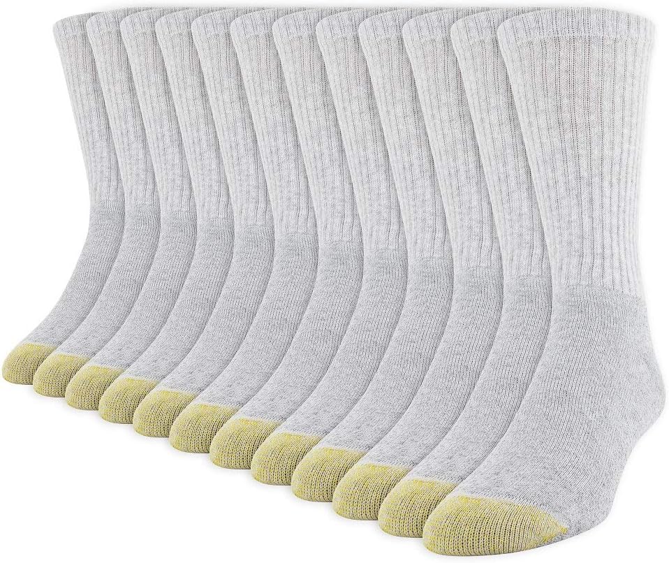 GOLDTOE Men's Cotton Crew Athletic Socks - 12 Pairs for Comfort