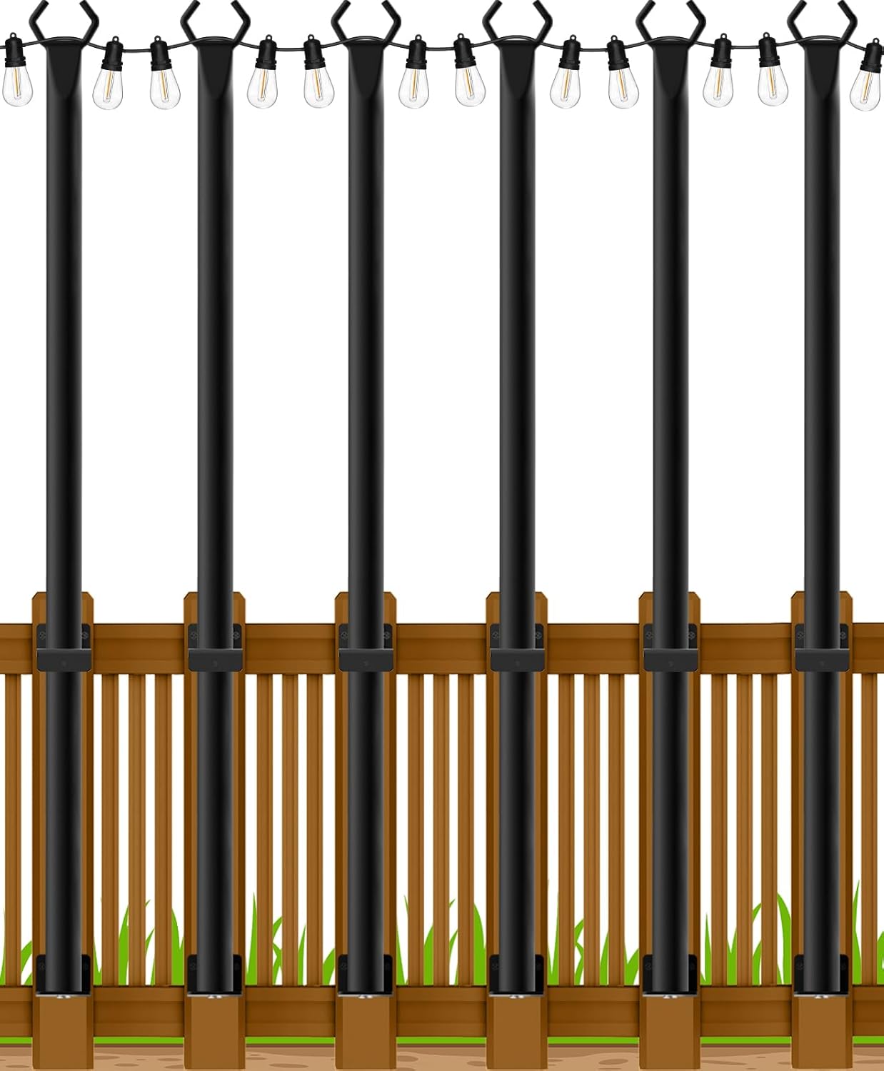 5Ft String Light Poles for Outdoor Use - Heavy Duty Metal Stands