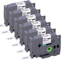 6-Pack Black on White Label Tape for Brother PT Label Makers
