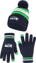 Ultra Game Youth NFL Super Soft Beanie with Pom and Gloves - Kids