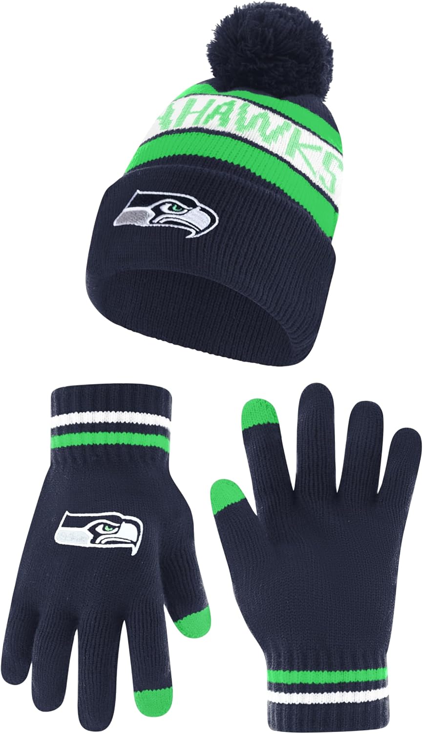 Ultra Game Youth NFL Beanie and Touch Screen Gloves Set
