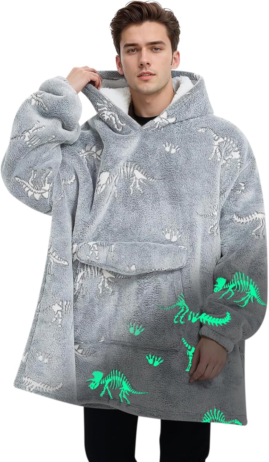 Wearable Blanket Hoodie for Adults - Cozy Sherpa Fleece Design