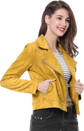 Trendy Faux Suede Women's Biker Moto Jacket for Stylish Outfits