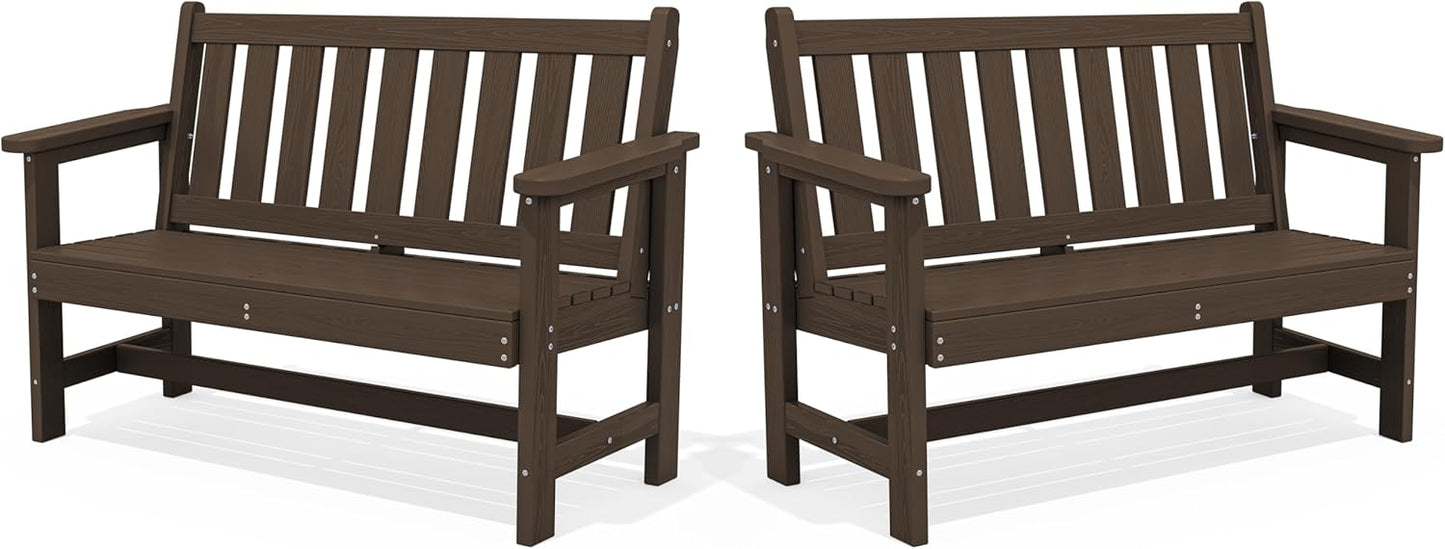 SERWALL Outdoor Bench for 2, Weatherproof and Durable Design