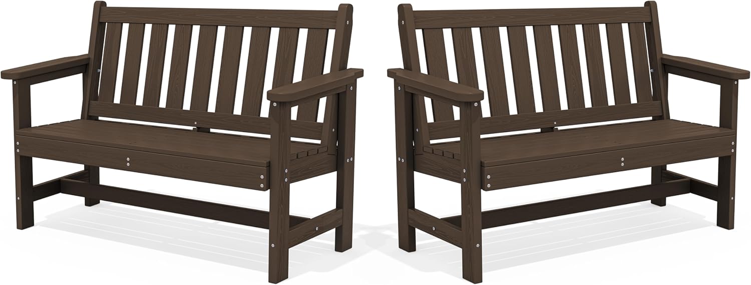 SERWALL Outdoor Bench for 2, Weatherproof and Durable Design