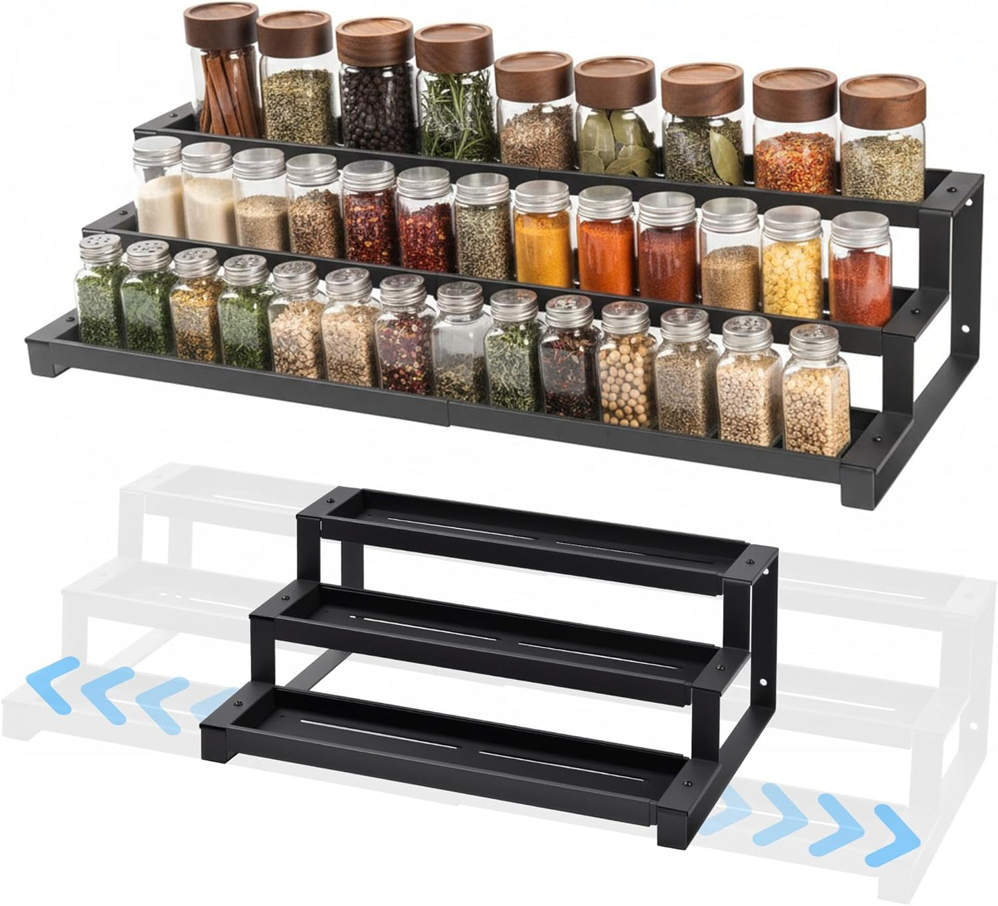 3-Tier Spice Rack Organizer for Kitchen Cabinet or Pantry