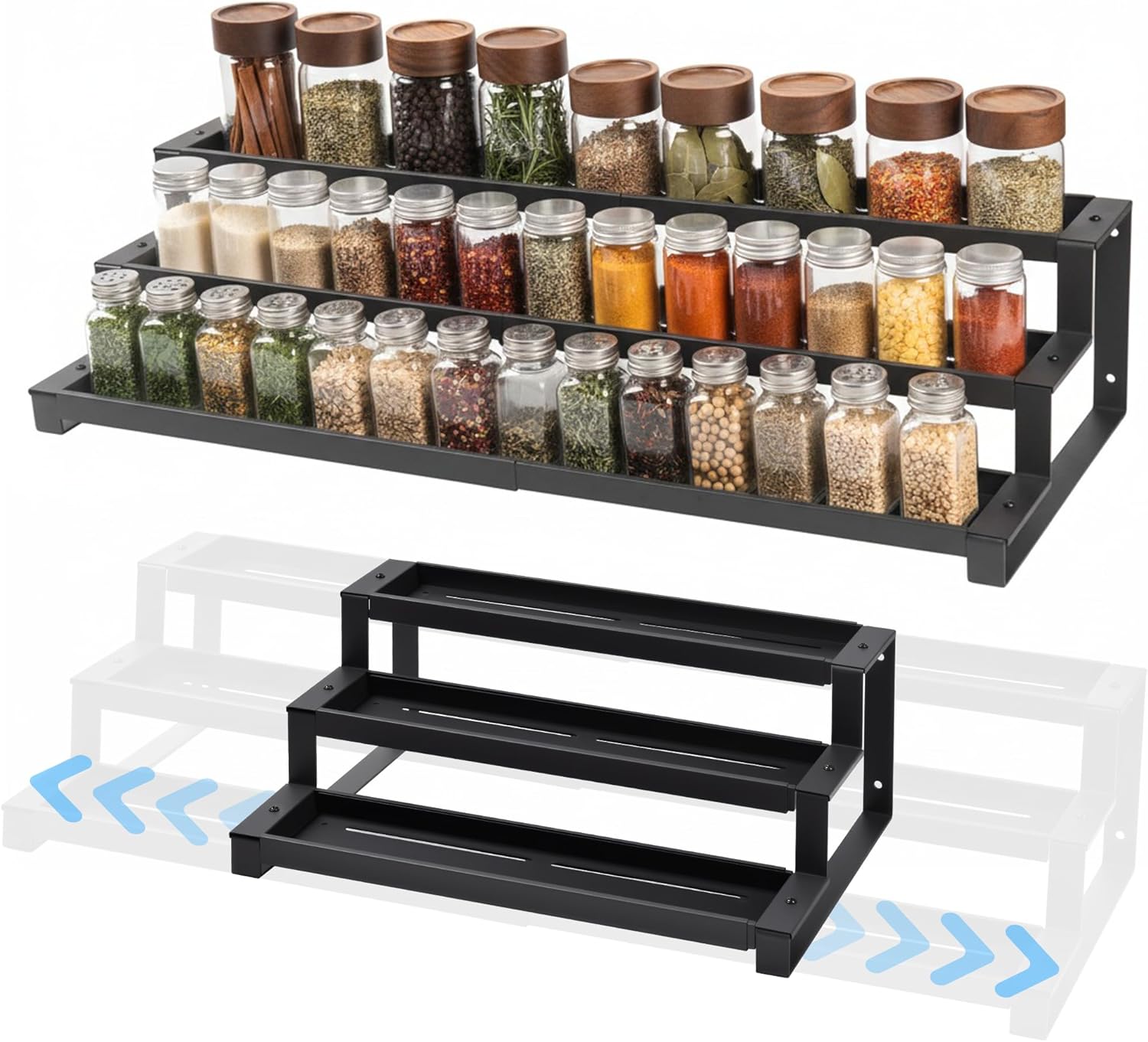 3-Tier Spice Rack Organizer for Kitchen Cabinet or Pantry