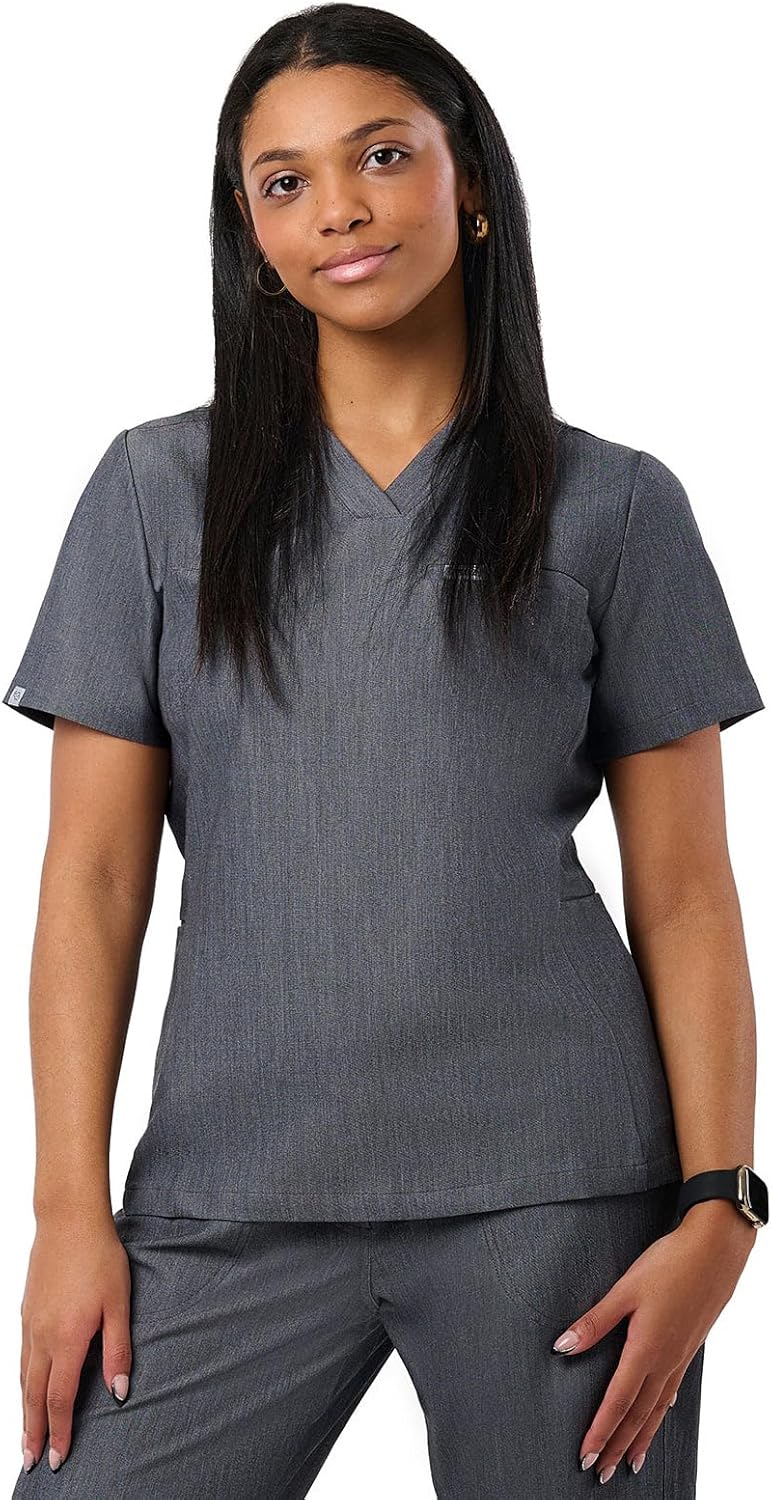 Peelz Natalie 4-Pocket V-Neck Scrub Tops for Women - Stylish Fit